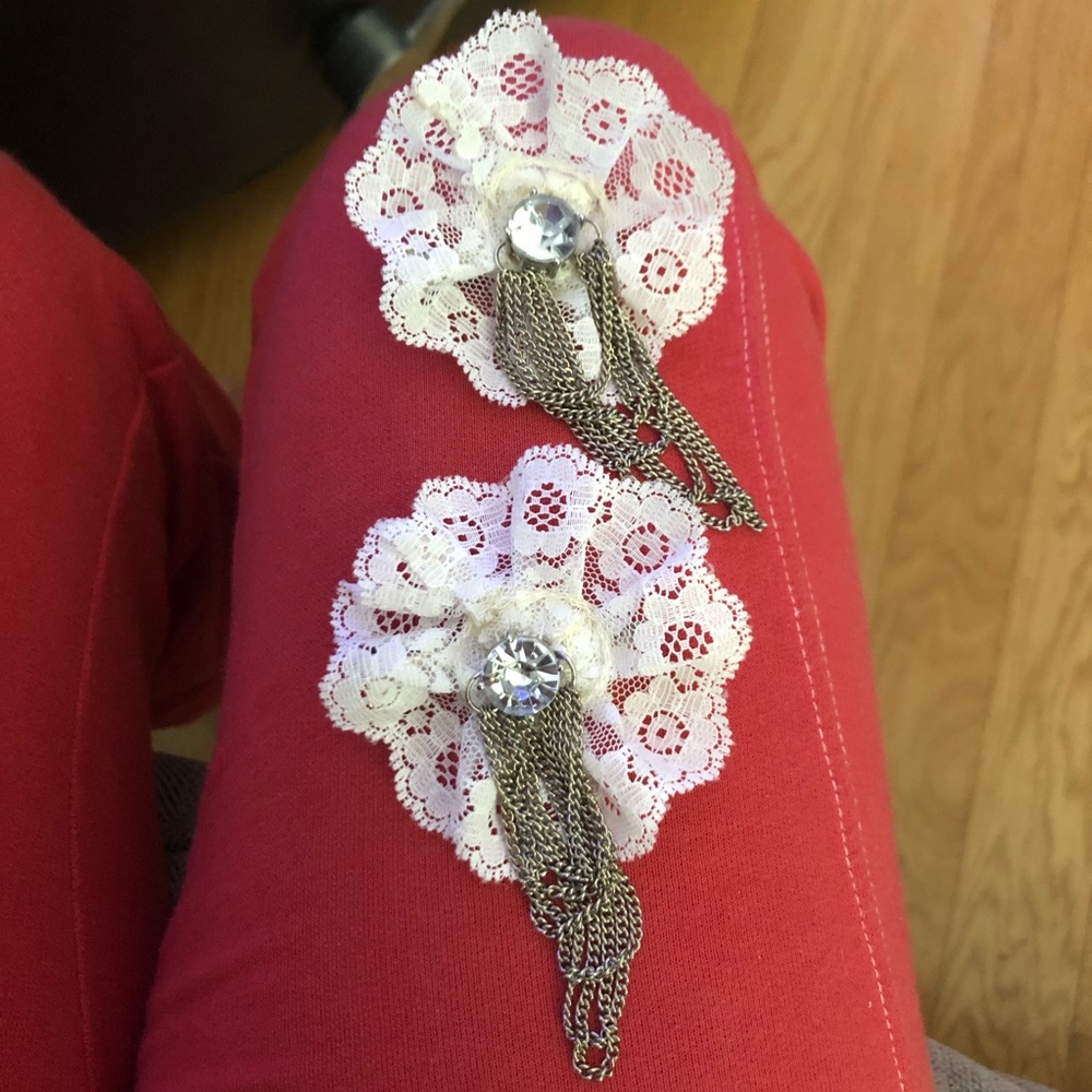 Set Handmade Rhinestone Lace Chain Boot Clip Charm